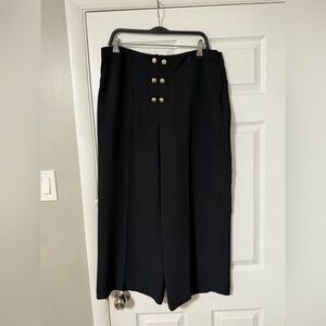 Black Wide-Leg Pants with Gold Buttons Karl Lagerfeld - Size 16